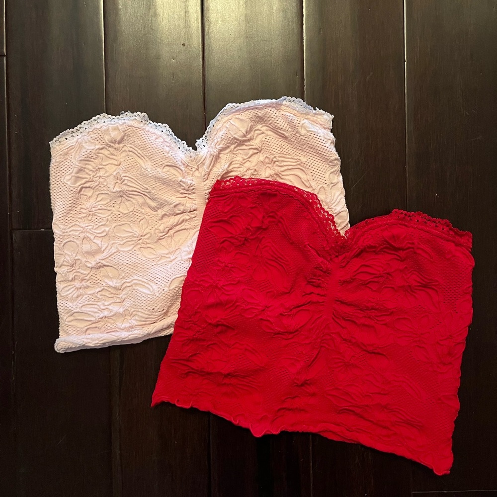 Valentines red and pink bundle of 2 tube tops cropped US: Small